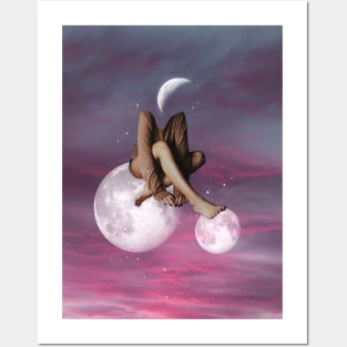 Moon-head woman Posters and Art